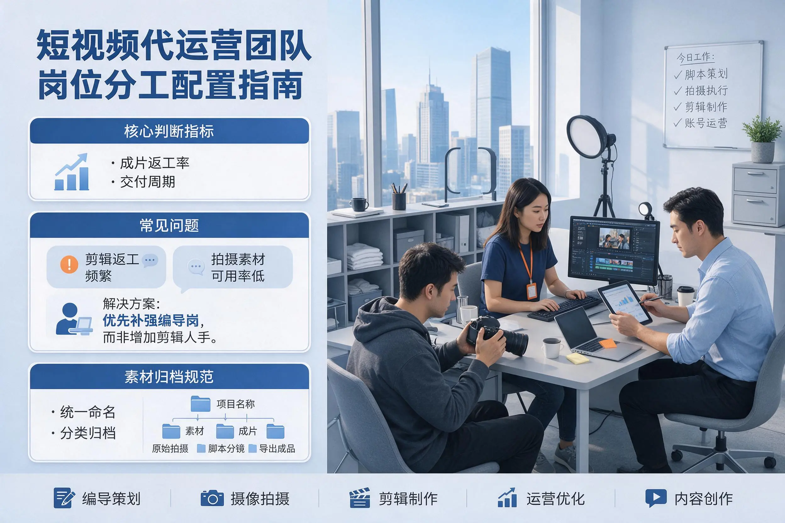 短视频代运营团队如何配置？黑龙江企业岗位分工科普说明