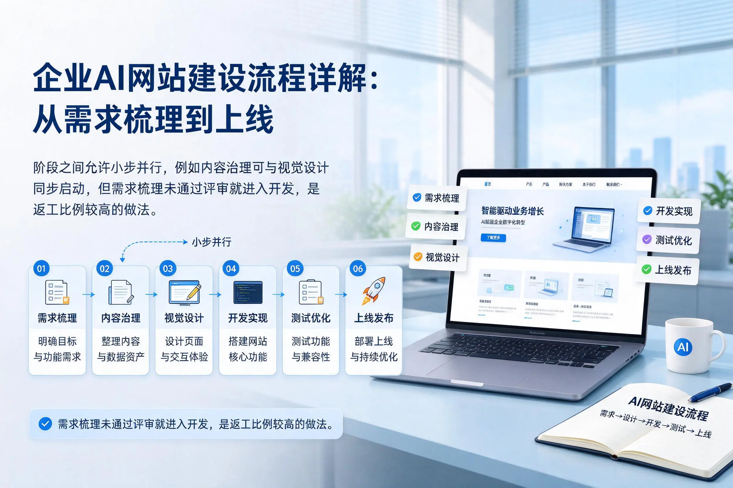 黑龙江企业AI网站建设流程详解:从需求梳理到上线
