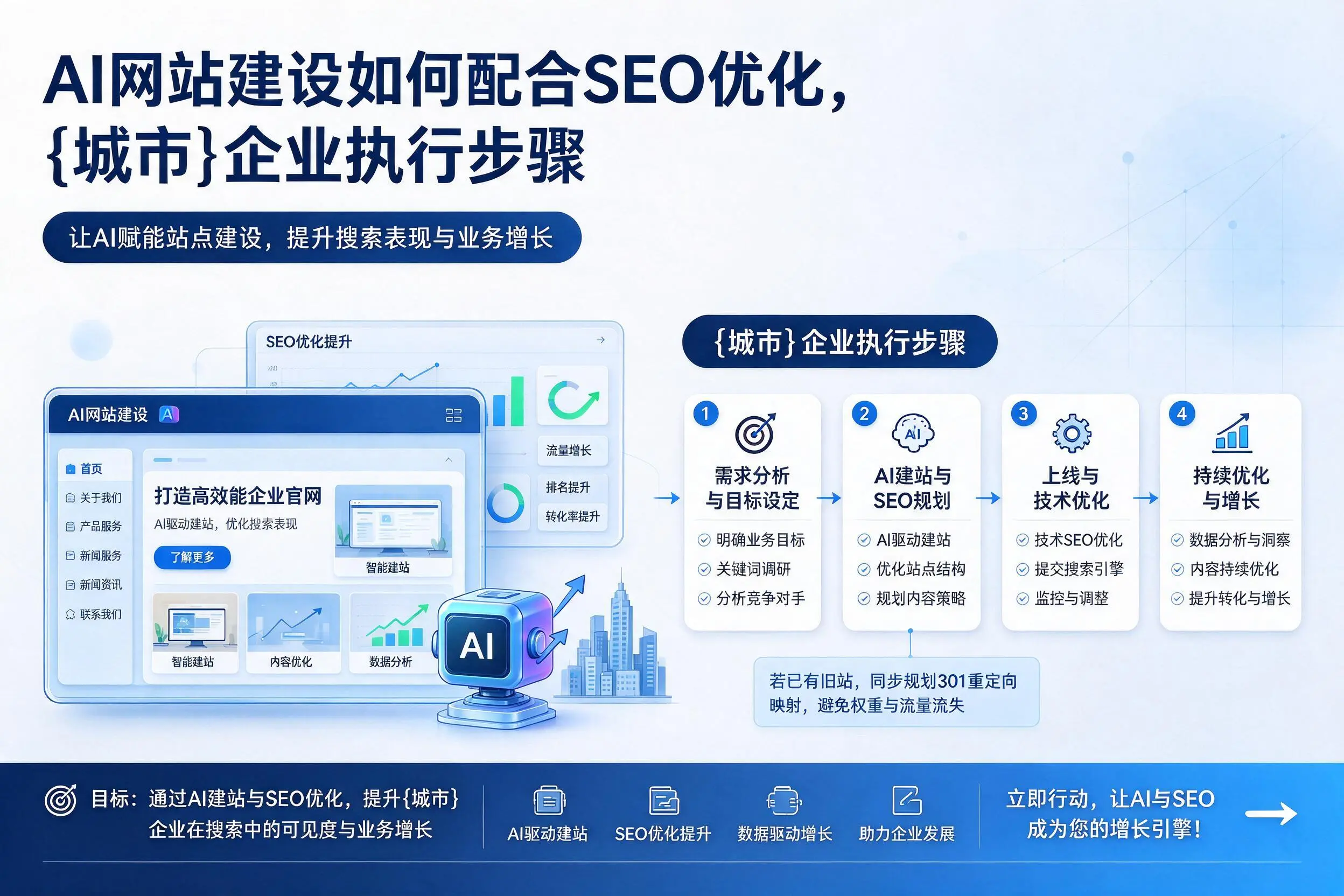 AI网站建设如何配合SEO优化，黑龙江企业执行步骤