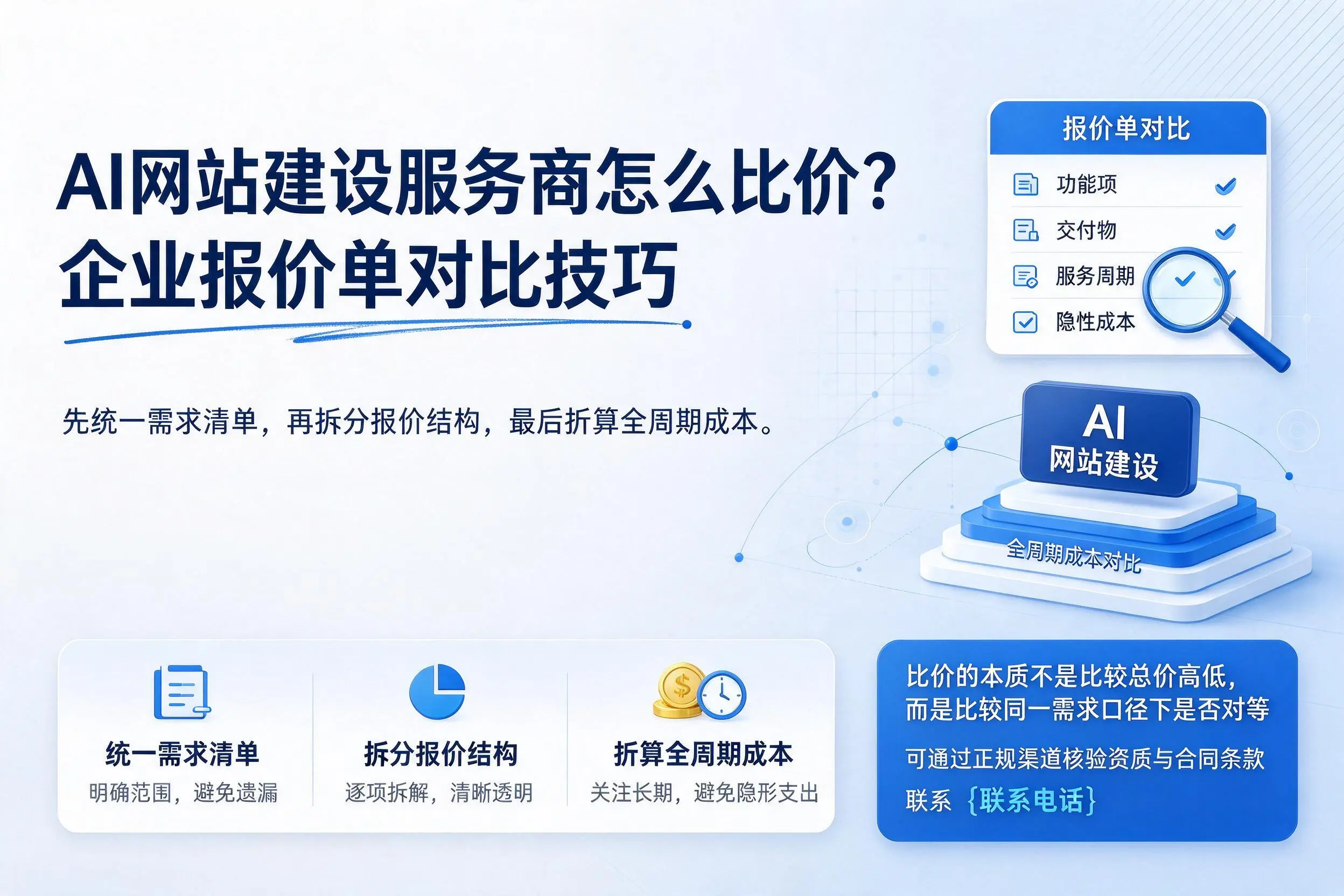 AI网站建设服务商怎么比价？黑龙江企业报价单对比技巧