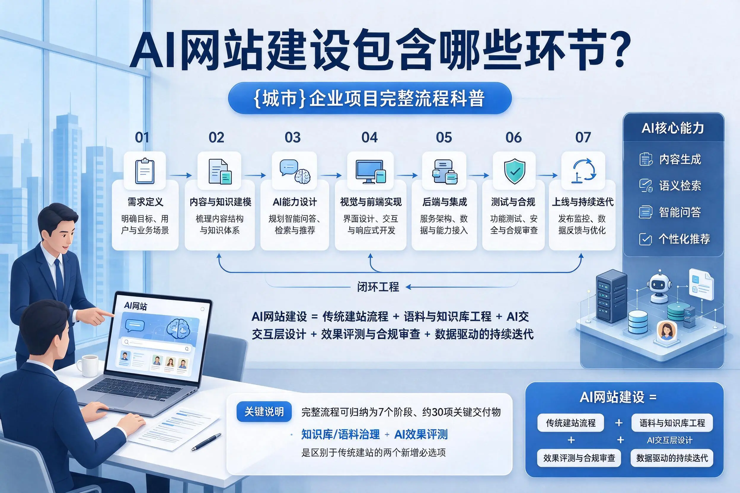 AI网站建设包含哪些环节？黑龙江企业项目完整流程科普