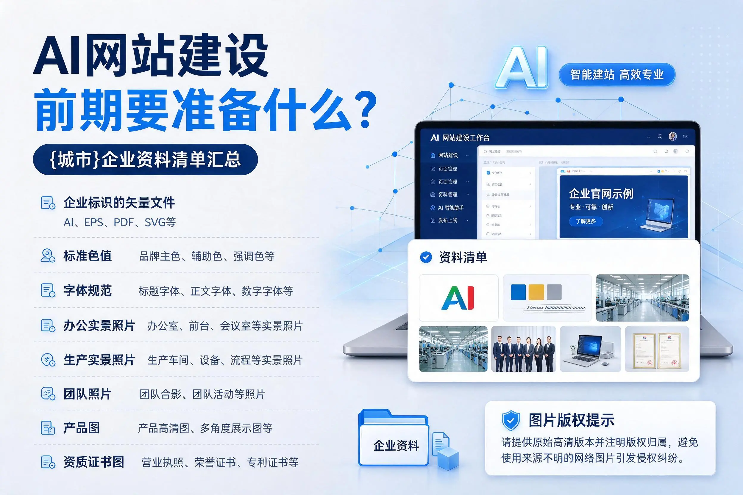 AI网站建设前期要准备什么？黑龙江企业资料清单汇总