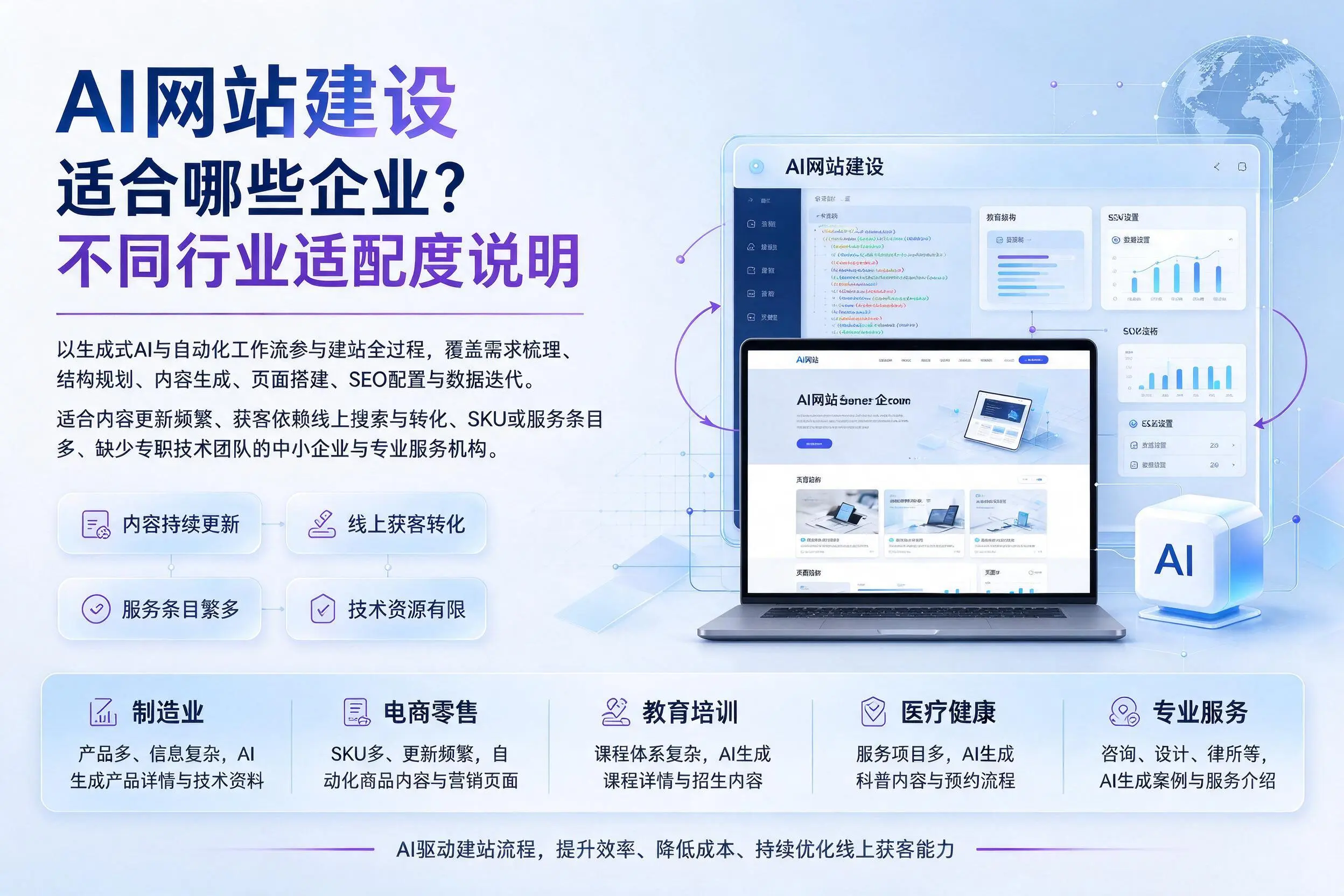 AI网站建设适合哪些企业？黑龙江不同行业适配度说明